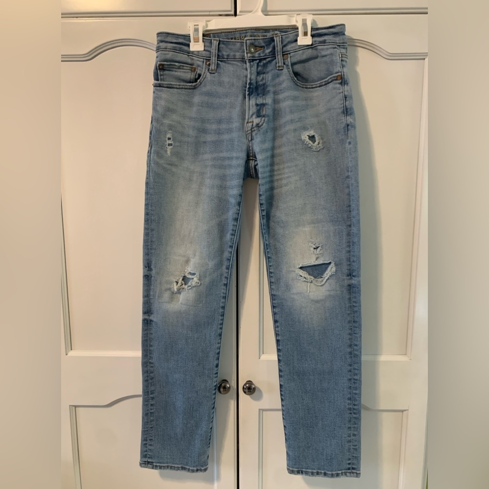 American Eagle Ne(x)t Level Airflex Men’s 29x30 Light Blue Denim Jeans Distress